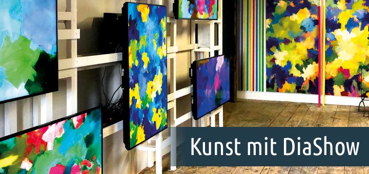 Kunst mit DiaShow: "Die Farben des Gartens" mit abstrakter Malerei und einer Videoinstallation. Ein Gemeinschaftswerk von Paul Havermann, Karl-Heinz Wenisch und Florian Malecki.